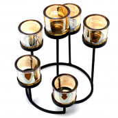 Centrepiece Iron Votive Candle Holder - 6 Cup Circular Tree - Click Image to Close
